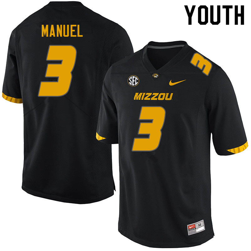 Youth #3 Martez Manuel Missouri Tigers College Football Jerseys Sale-Black - Click Image to Close
